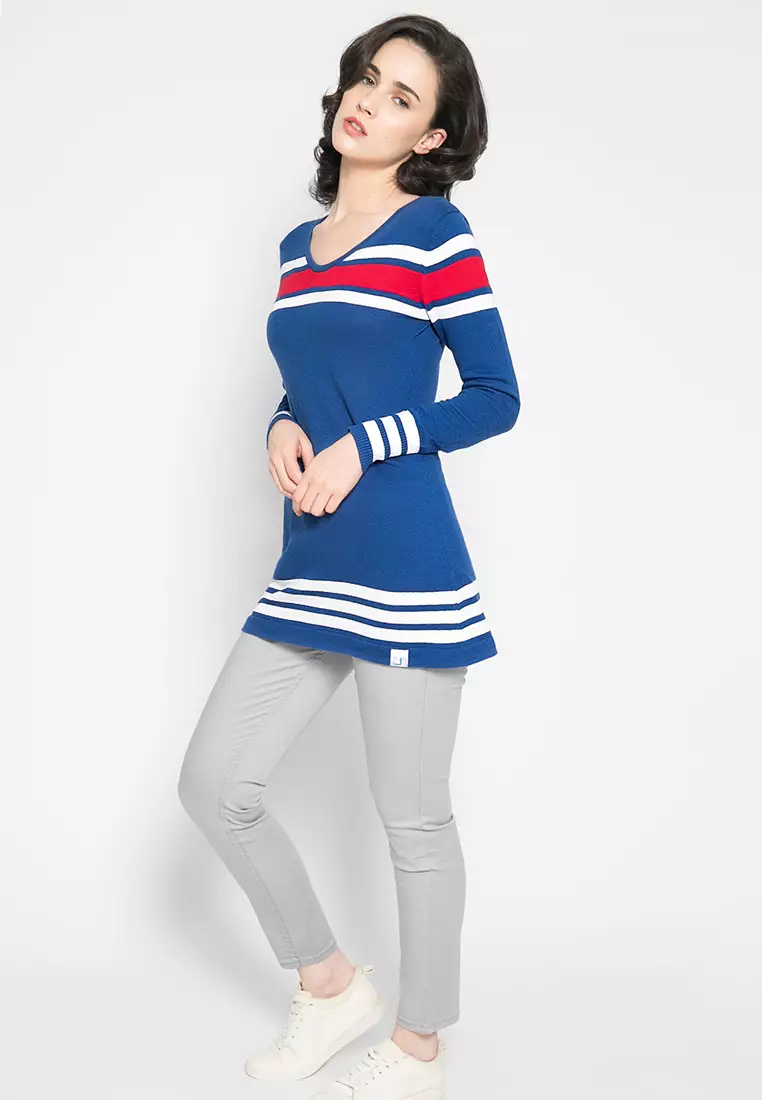 LGS - Sweater Wanita - Aksen Line - Biru - LLST.360.C645.043.7C L/S