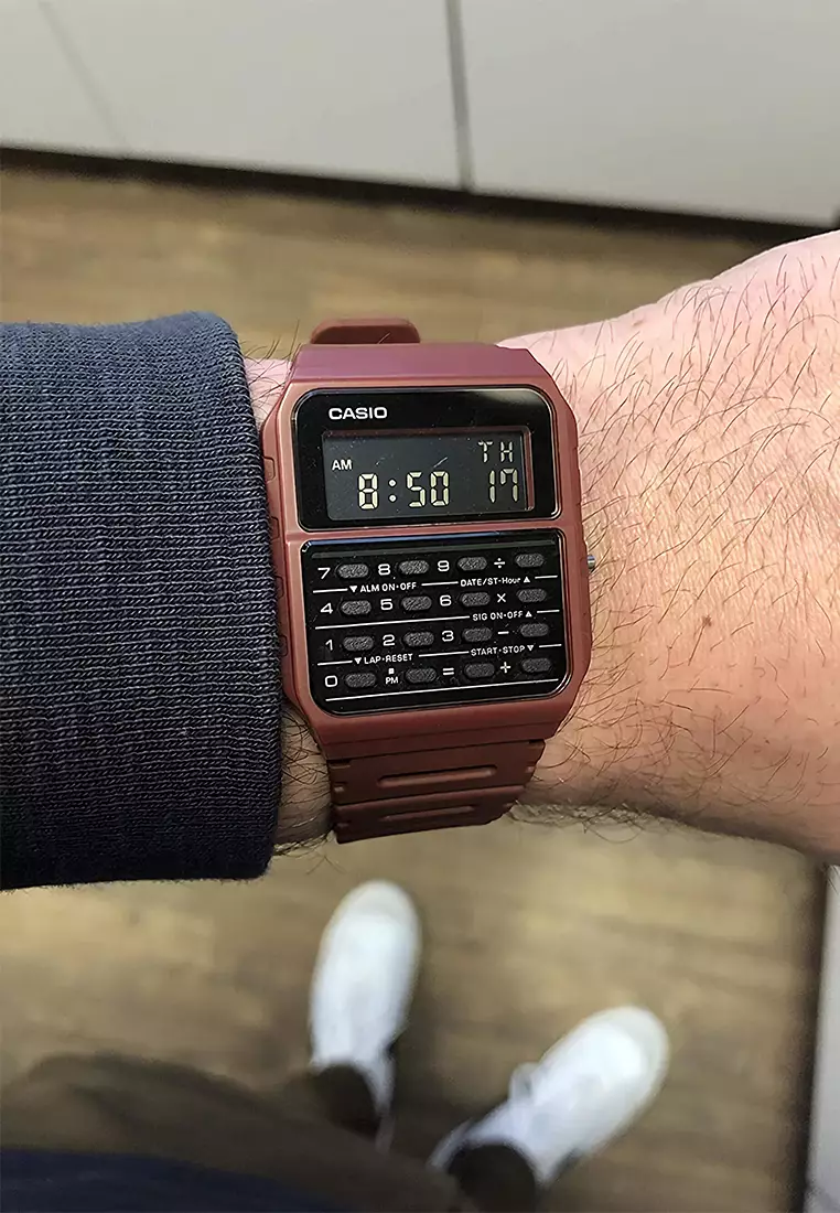 Casio Calculator - Jam Tangan Pria - Red - Resin Strap - CA-53WF-4BDF