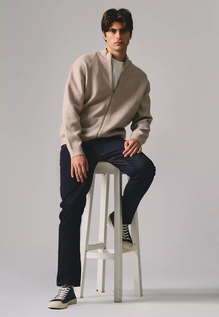 Regular Fit Zip Up Cardigan