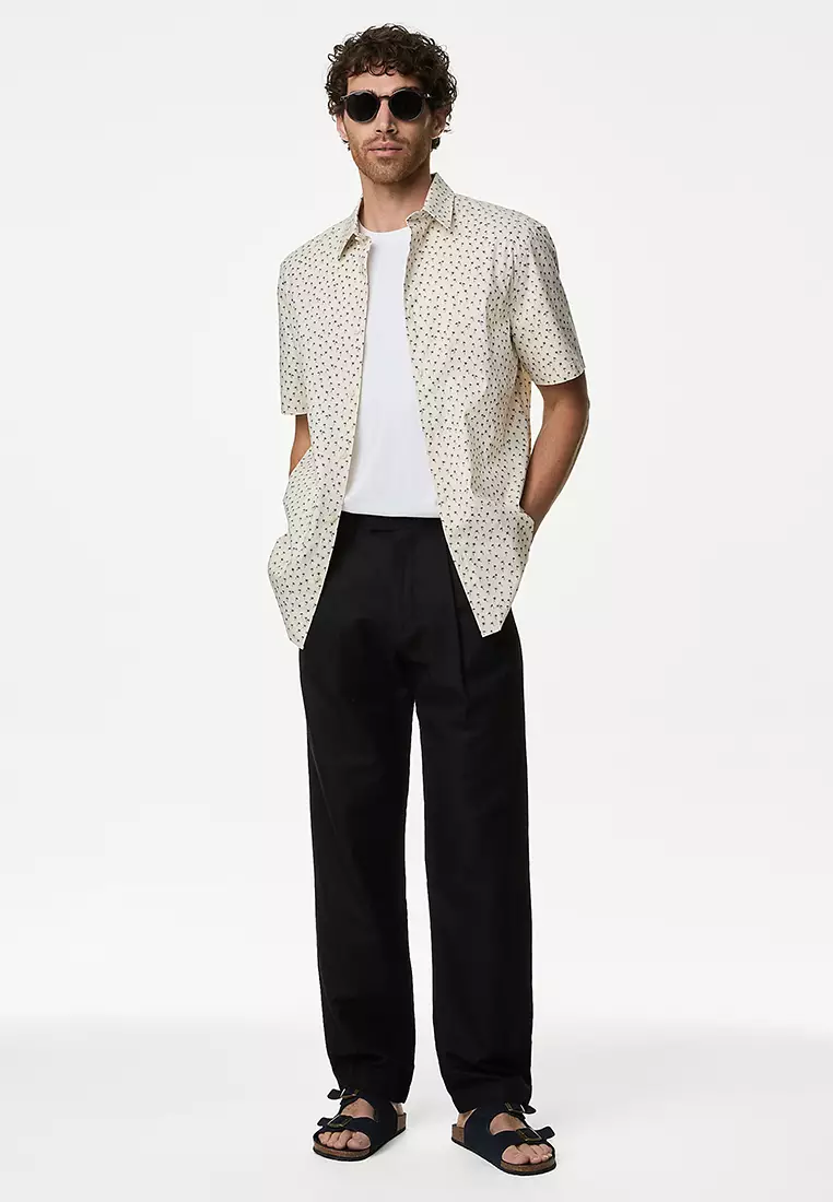 Easy Iron Pure Cotton Geometric Print Shirt