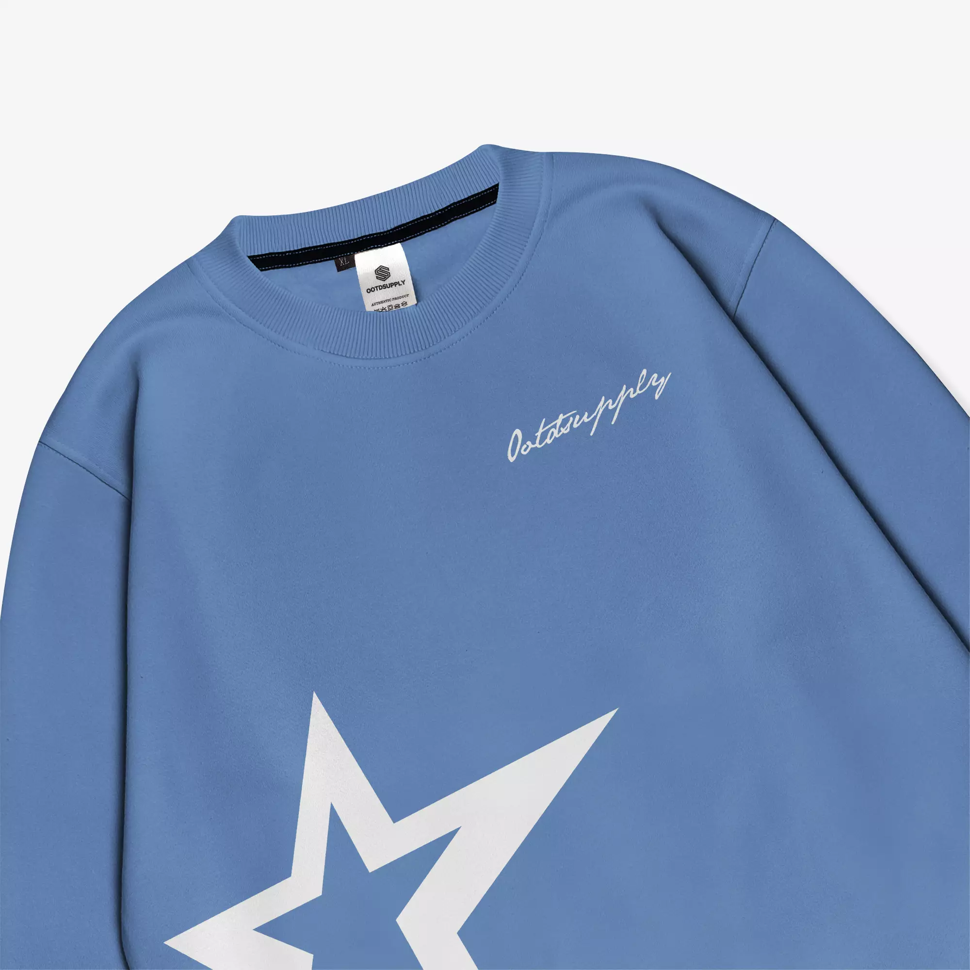 OOTDSUPPLY Crewneck Inspired 3rd Black & Steel Blue | Sweater Pria & Wanita CN093
