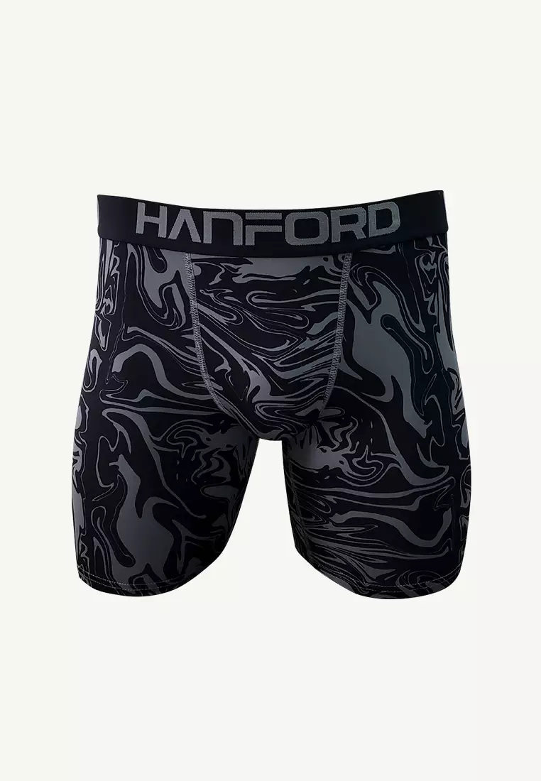 Athletic Men Pro Cool Quick Dry Compression Shorts Revo - Black / Swirl Print (Single Pack)