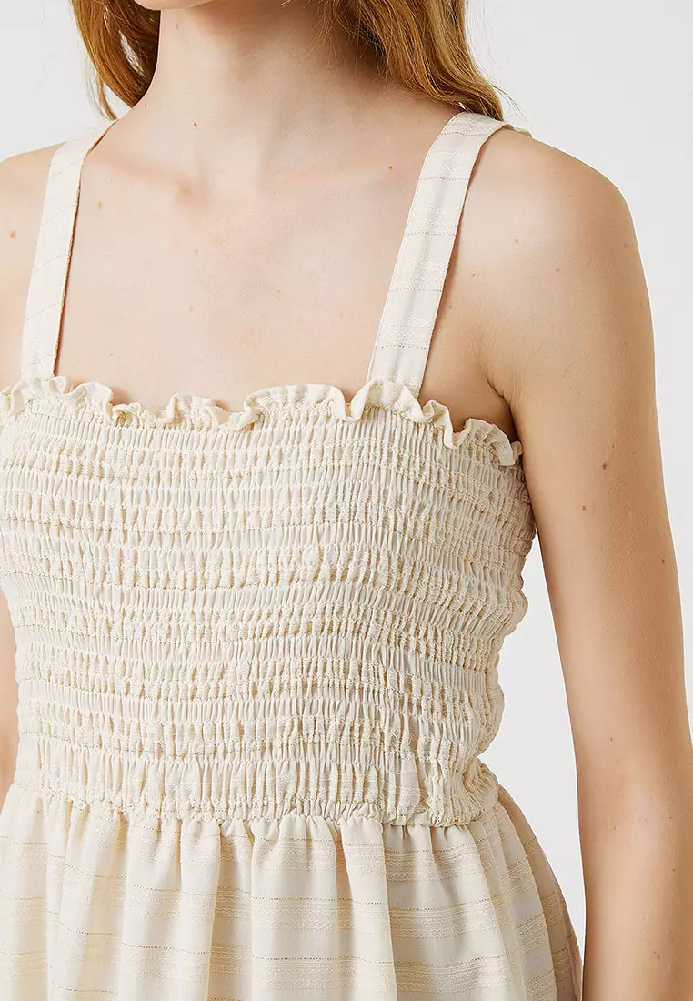 Striped Smocked Midi Dress