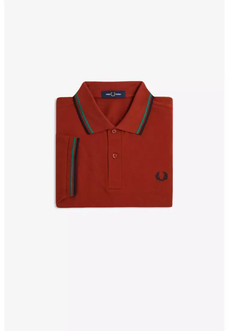 Fred Perry M3600 Twin Tipped Fred Perry Shirt (Burnt Red / Sport Green / Navy)