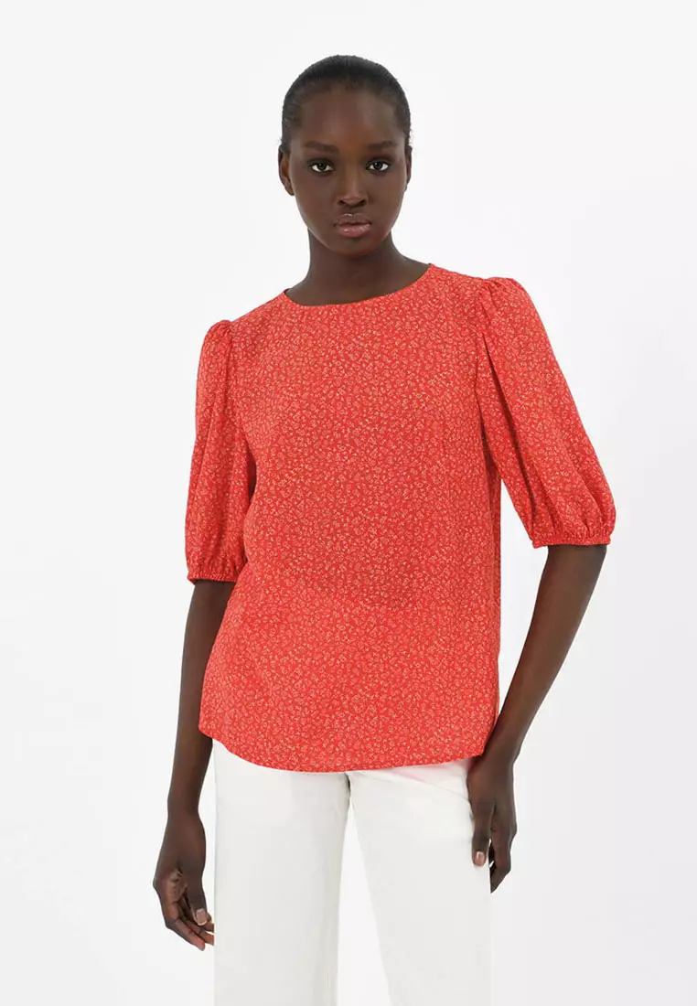 Kew Red Printed Blouse