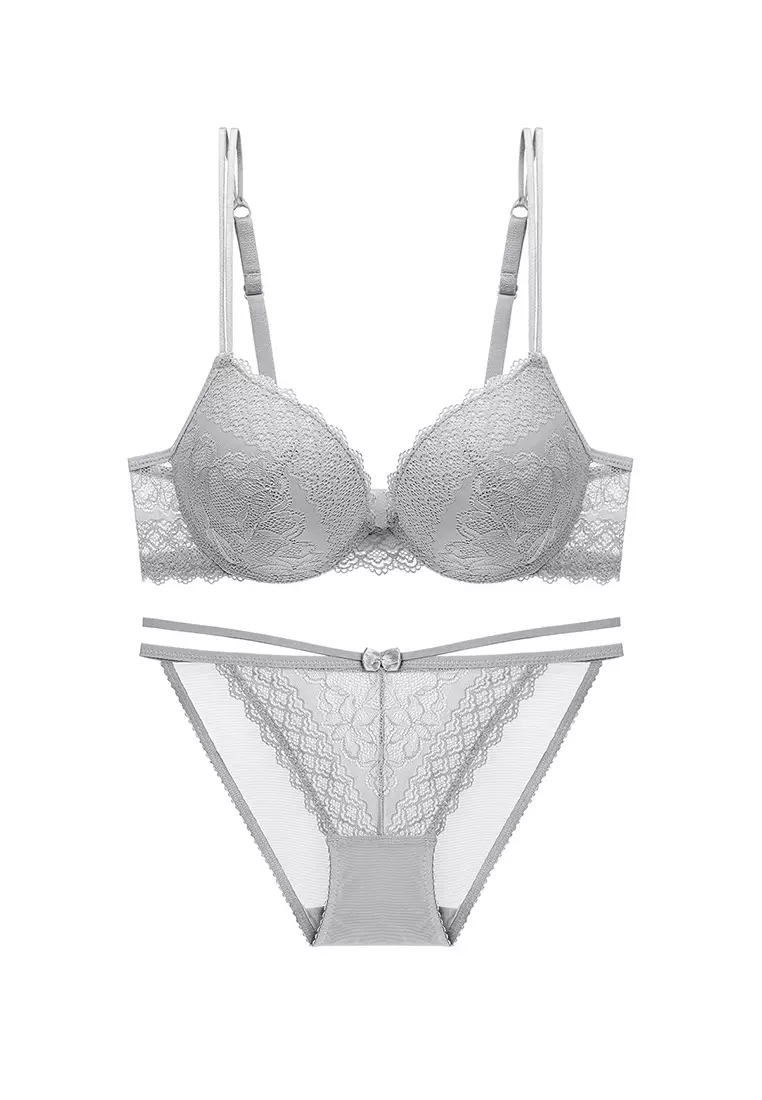 Buy ZITIQUE Young Girls' American Style 3/4 Cup Lace-trimmed Underwire Push Up Lingerie Set (Bra