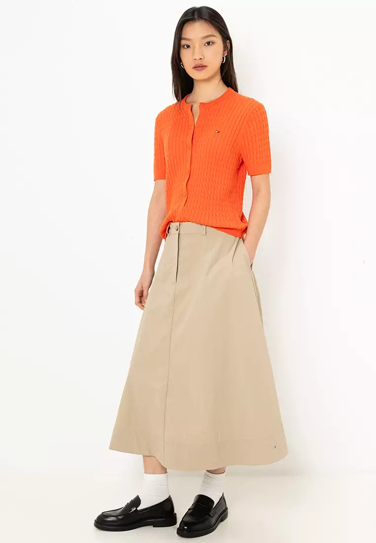 Asia Fit Nylon Chino Midi Skirt - Tommy Mainline