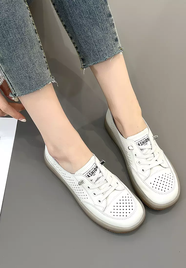 Hollowed Casual Leather Sneakers BS2170