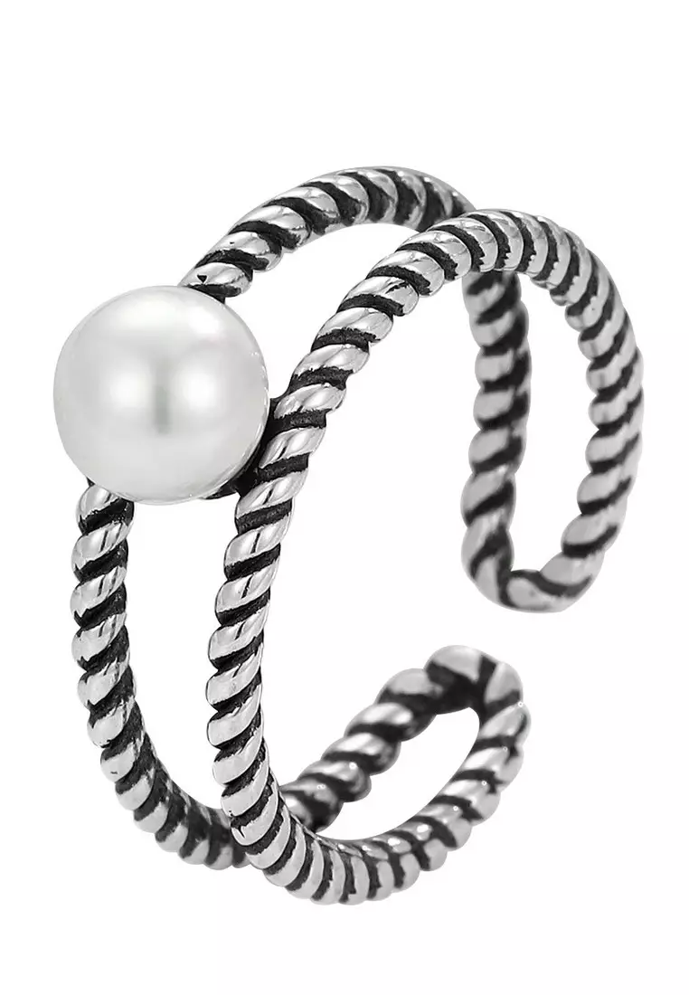 LDR24009 S925 Silver Pearl Ring