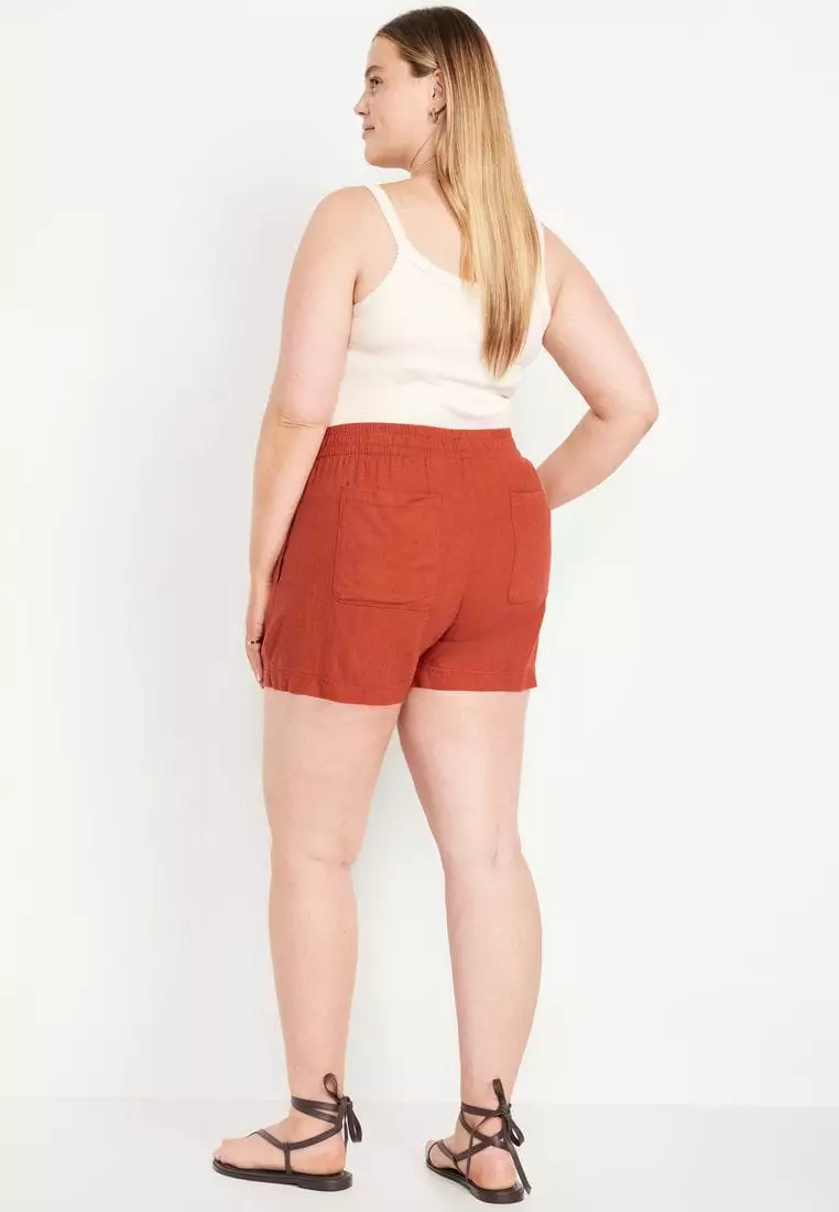 High-Waisted Linen-Blend Shorts -- 3.5-inch inseam