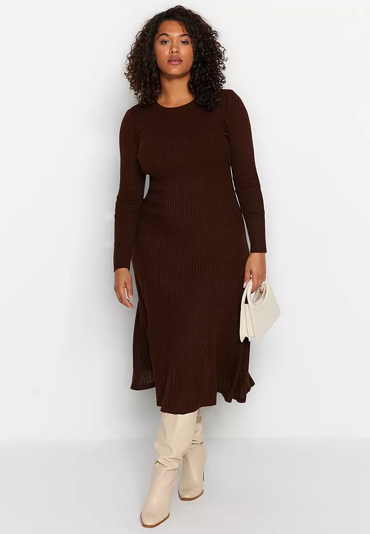 Buy Trendyol Plus Size Crew Neck Sweater Dress Online ZALORA