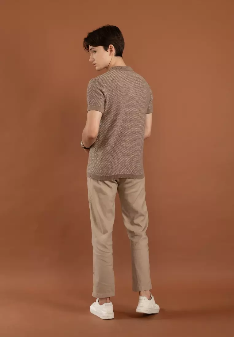 Kale Karl Soft Brown / Kaos rajut lengan pendek premium