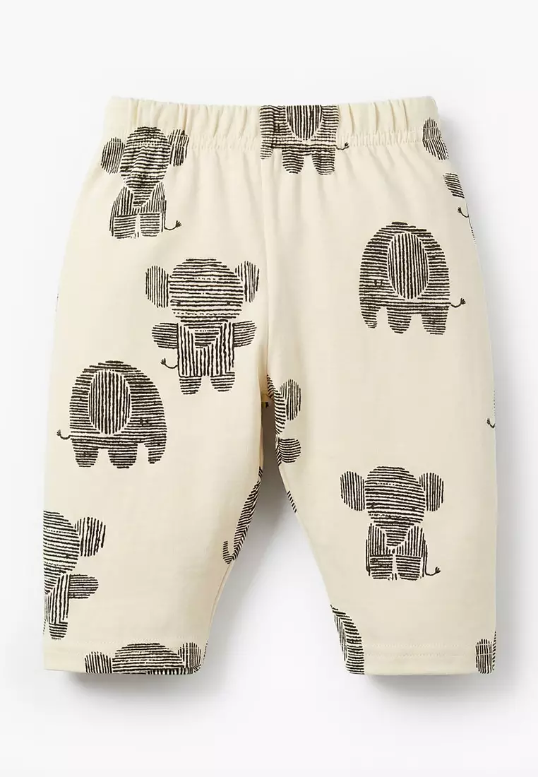 Babyshop Juniors Cotton Round Neck Long Sleeves Pyjama Set With Elephant Print