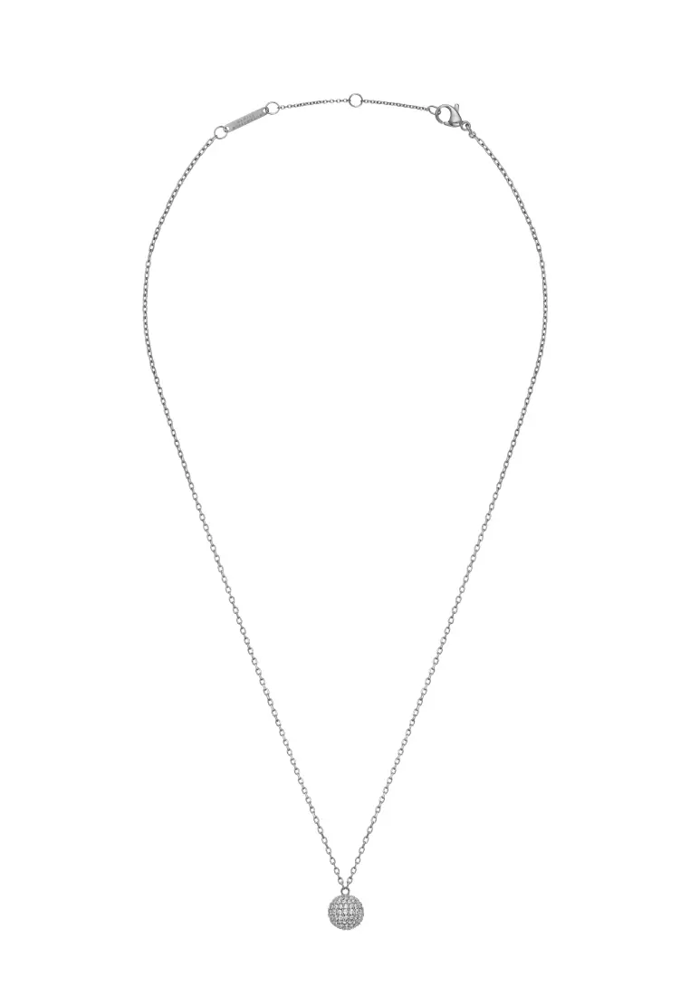 Pavé Crystal Pendant Necklace Silver Fashion Necklace for women and men - Stainless Steel & Crystal Pendant - DW Official Jewelry - Authentic