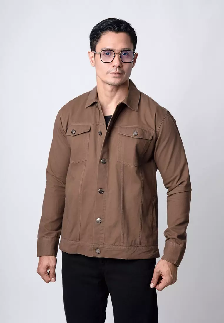 Jacket Trucker Cotton Twill Premium Dark Brown