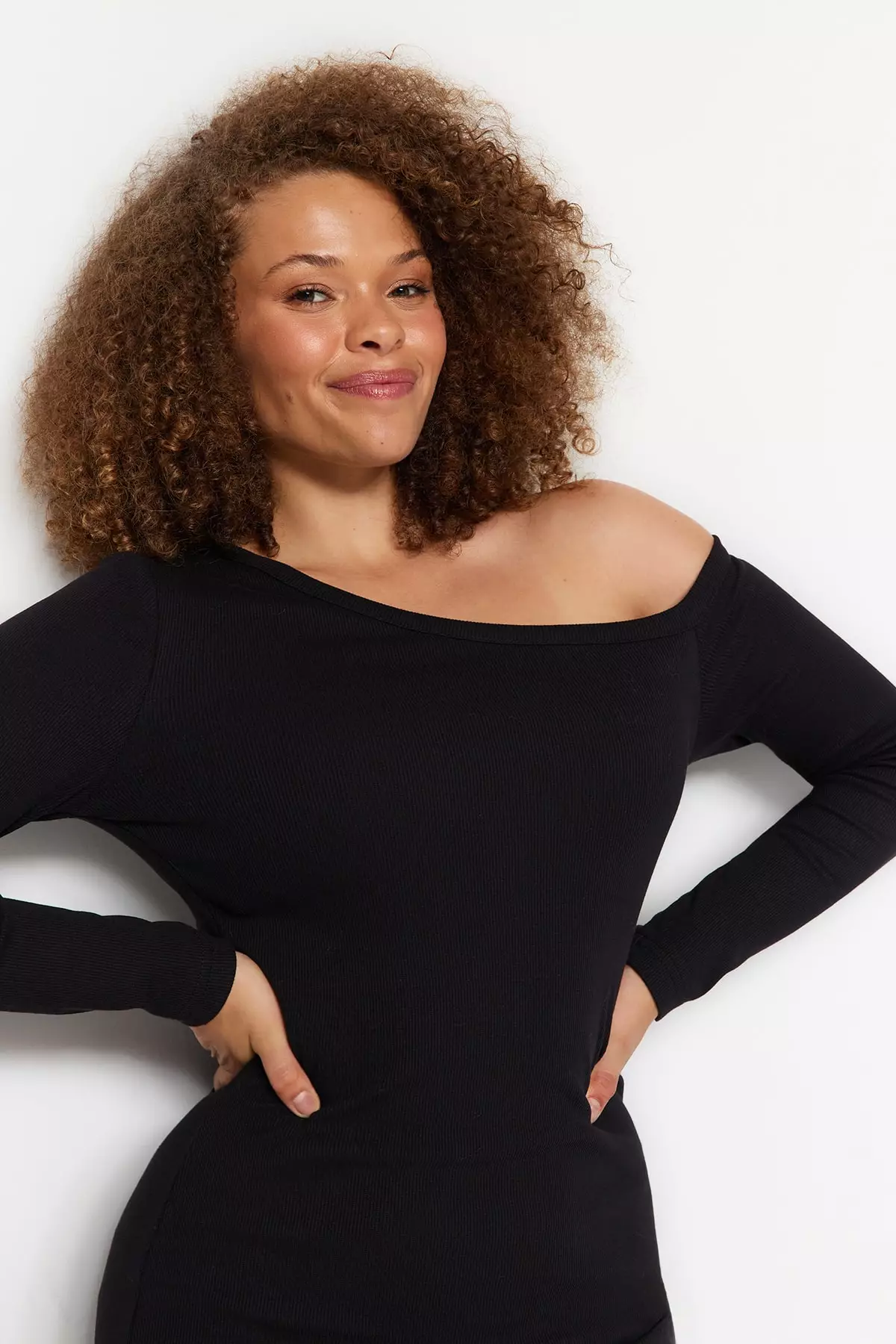 Trendyol Woman Mini Standard Asymmetrical Collar Knit Dress