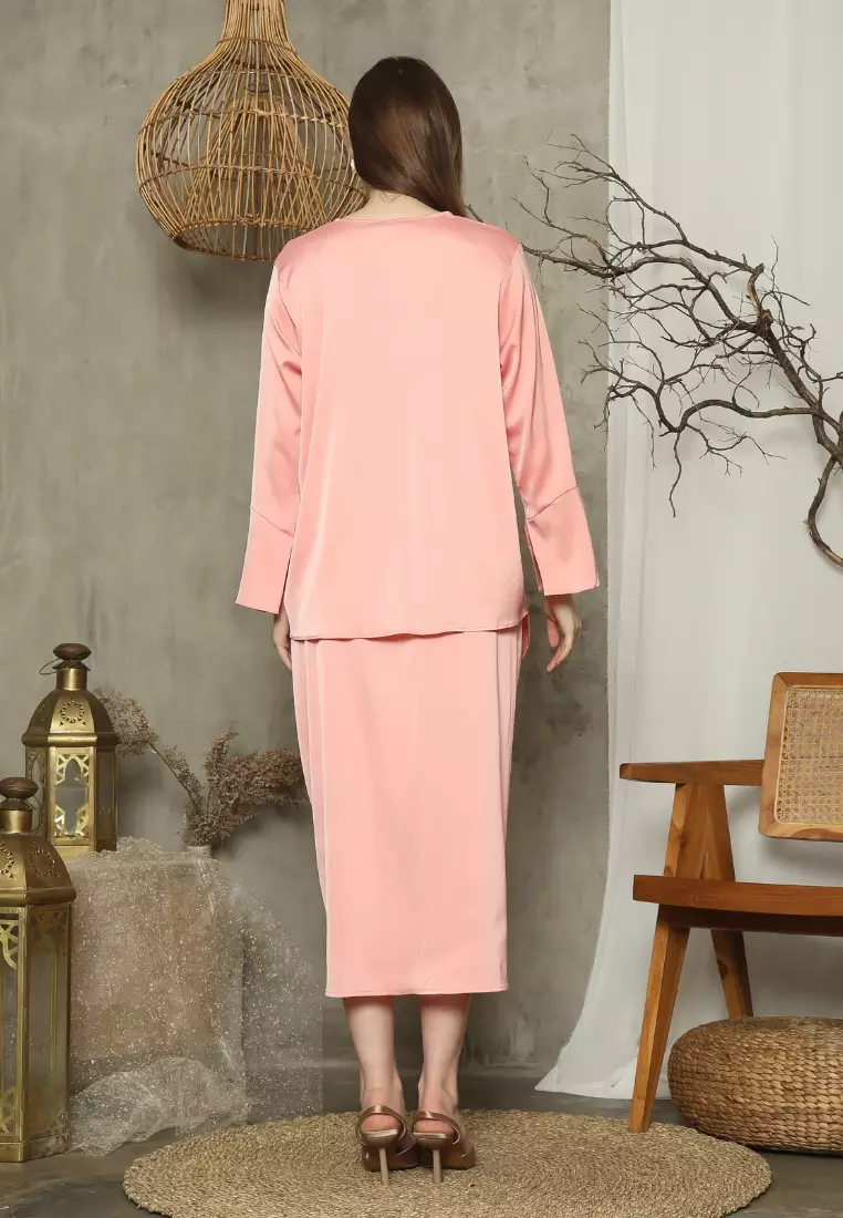 RINJANIE BATIK - Dress Batik Wanita - Set Rinjana - Pink - Lena Series - OOTD - Satin Silk Premium