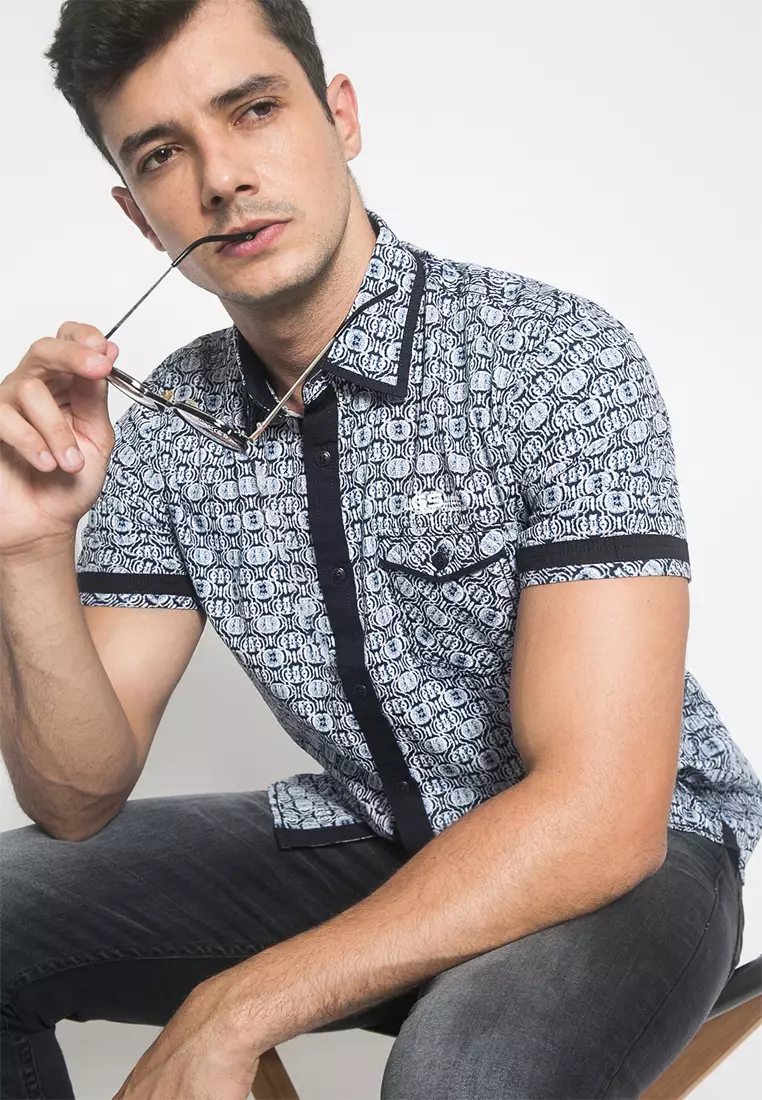 LGS - Kemeja Pria Casual - Corak - Putih - Slim Fit - JSH.392.S726F.539.C