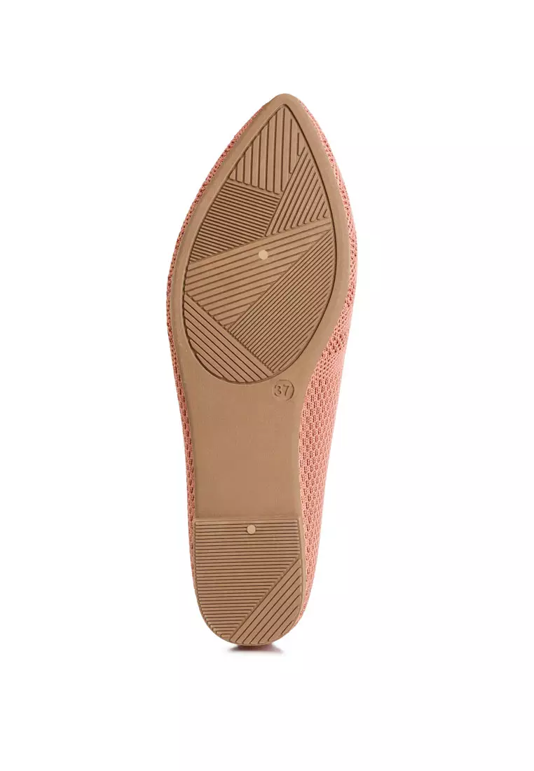 Knit Textile Solid Flats in Pink