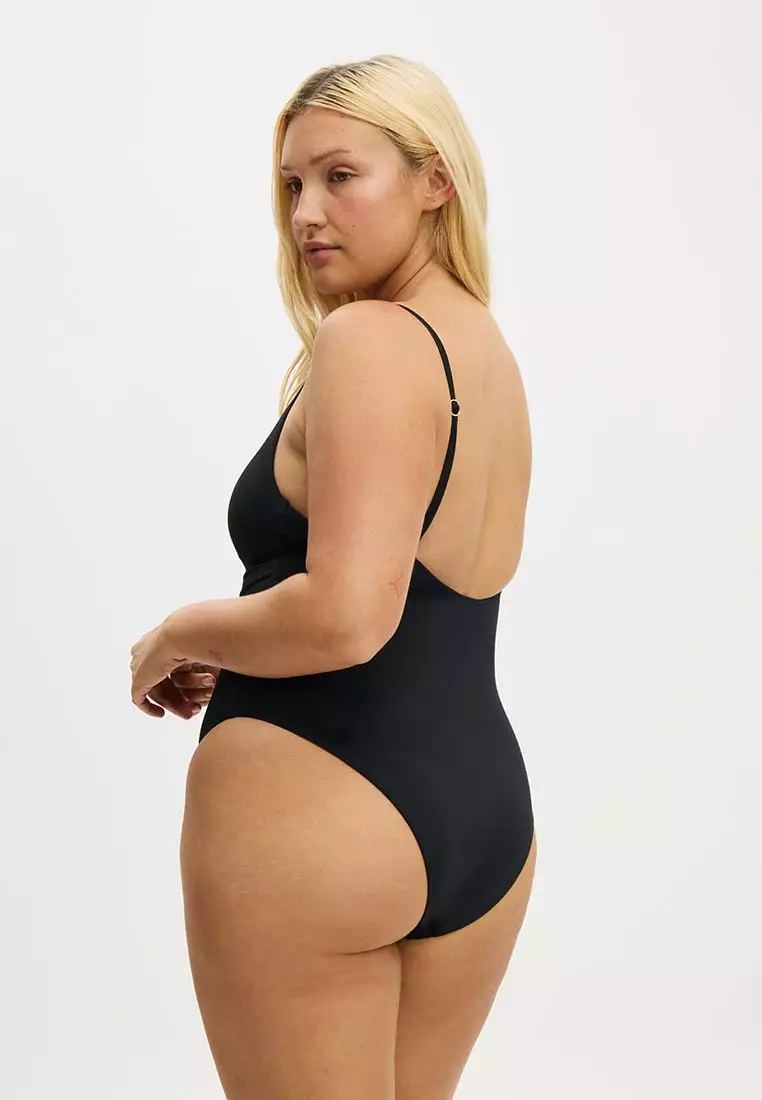 Thin Strap V Neck One Piece Cheeky
