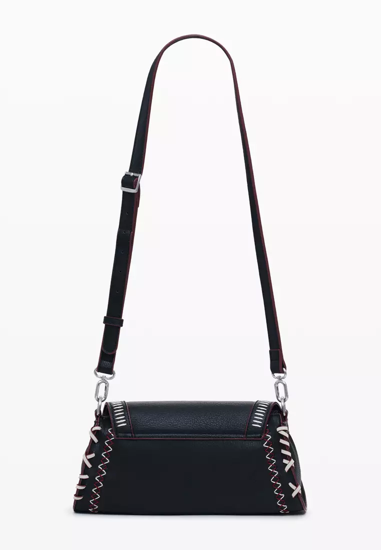 Medium faux leather effect bag with stitching