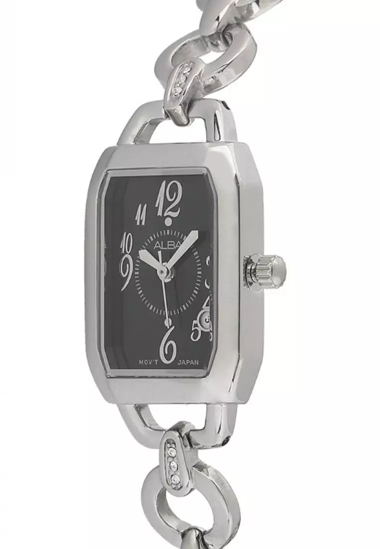 Jam Tangan Wanita Alba Ladies Original Garansi Resmi Strap Stainless Steel Silver AH7835 AH7835X1 Silver