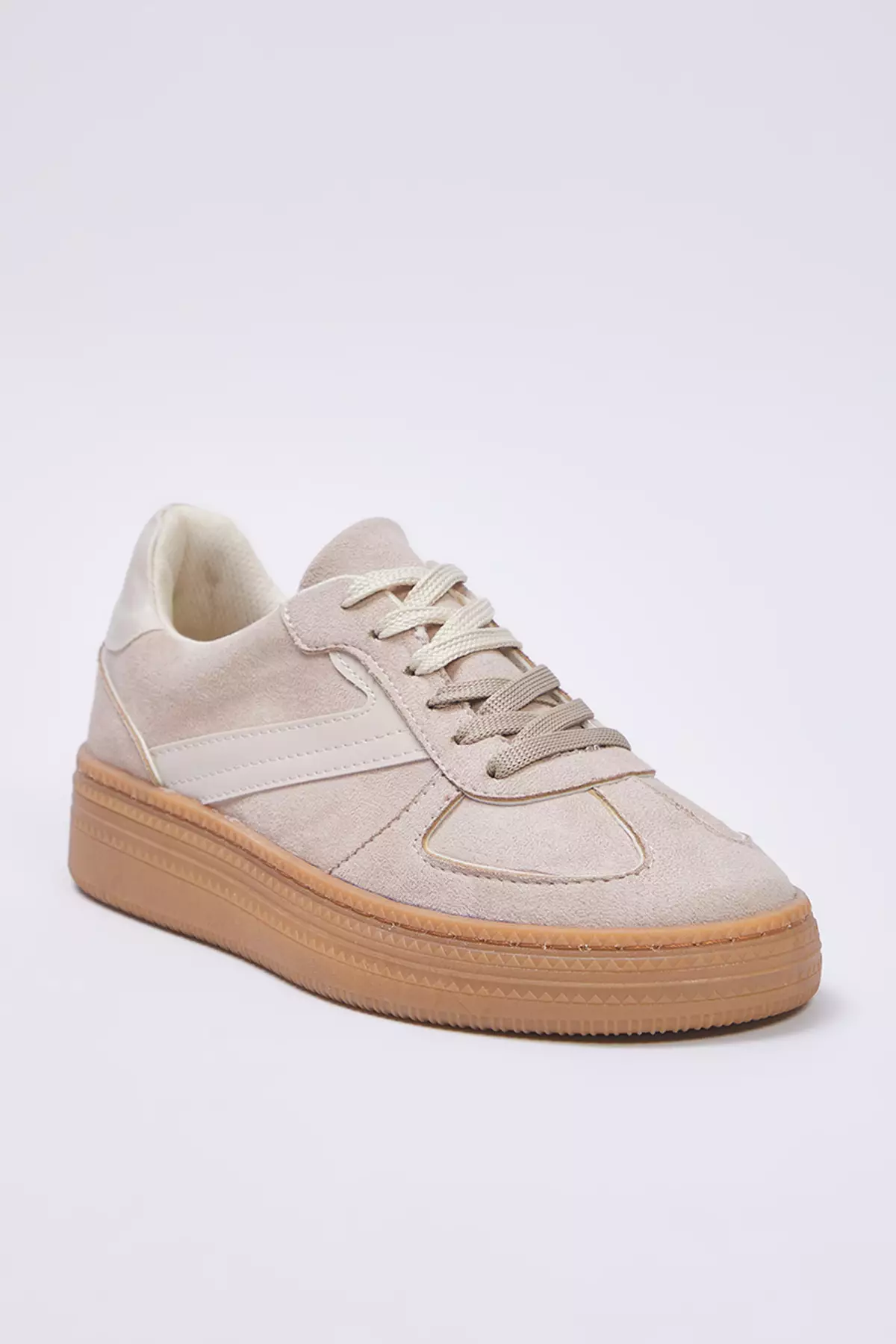Beige Two Lace-Up Dual-Use Women Retro Sneakers Takss25Sn00009
