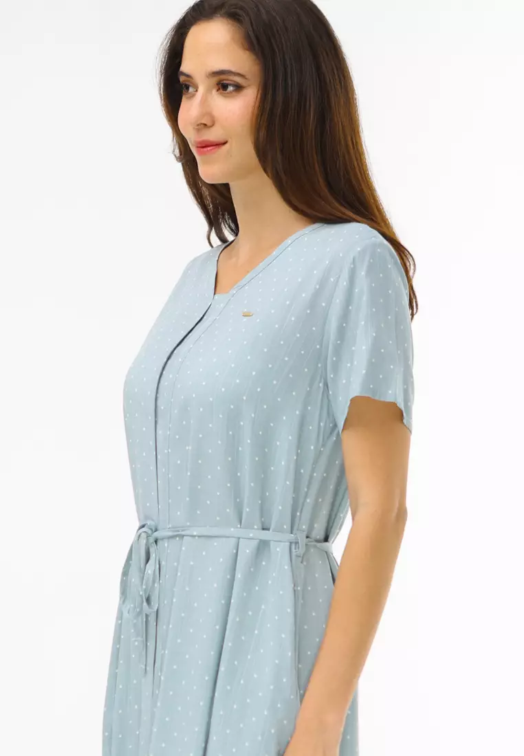 Woven Printed Soft Linen Short Sleeve Dress