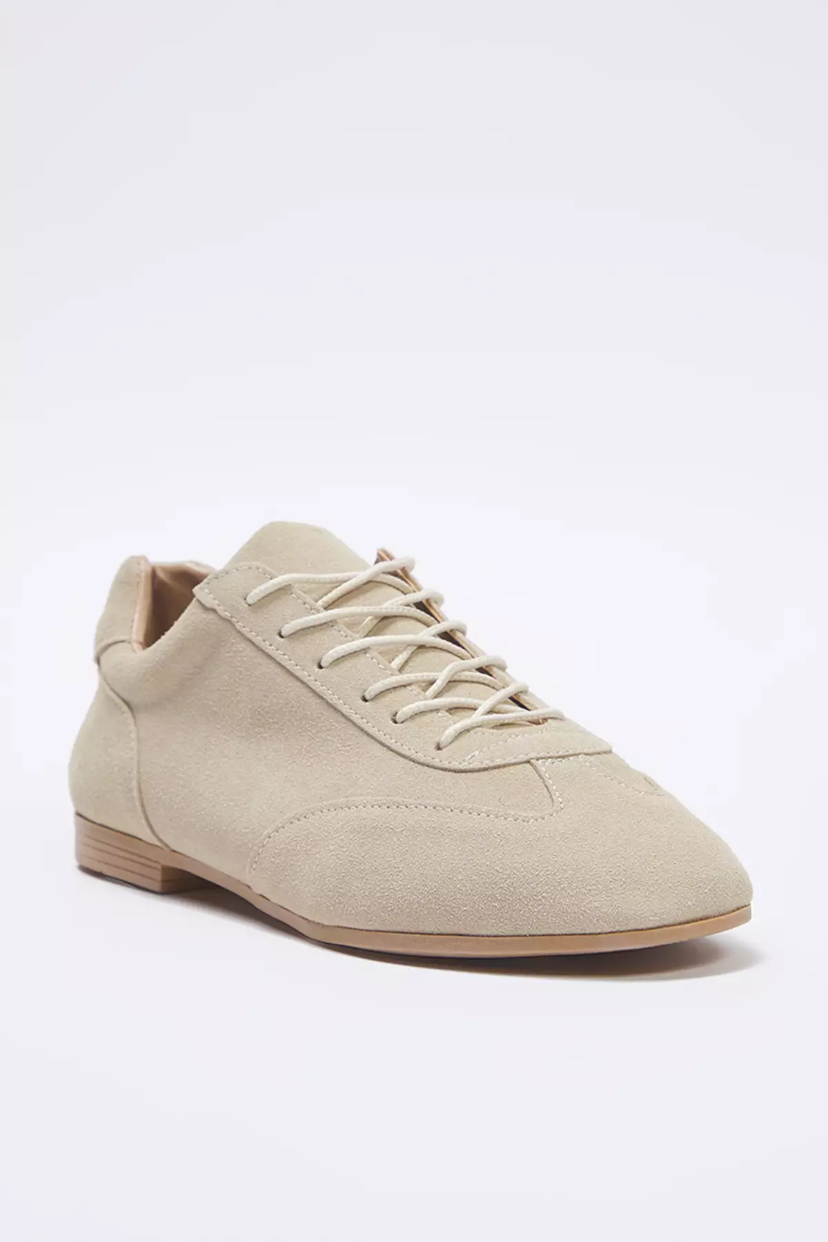 Beige Suede Lace-Up Women Sneaker Takss25Sn00060