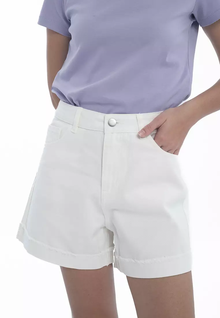 Ladies' Denim Shorts with Rolled Raw Edges