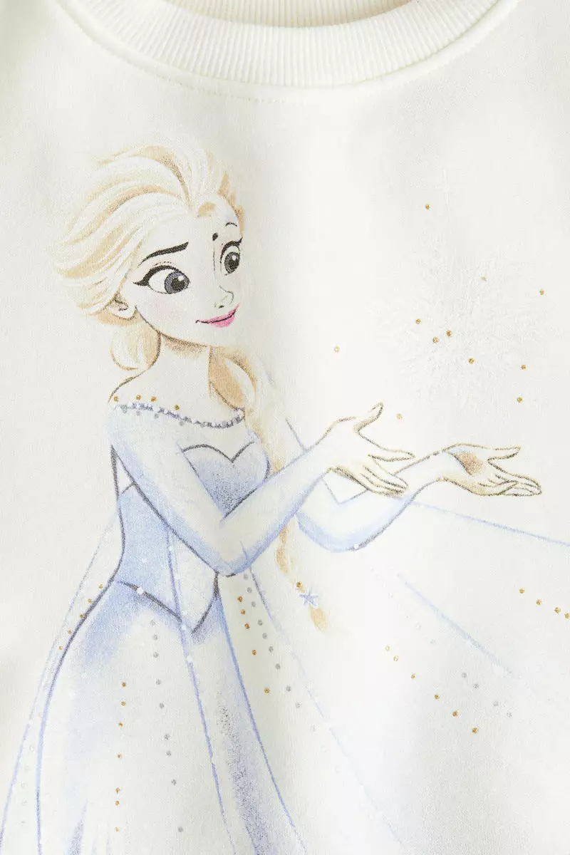 Printed tulle-skirt sweatshirt dress