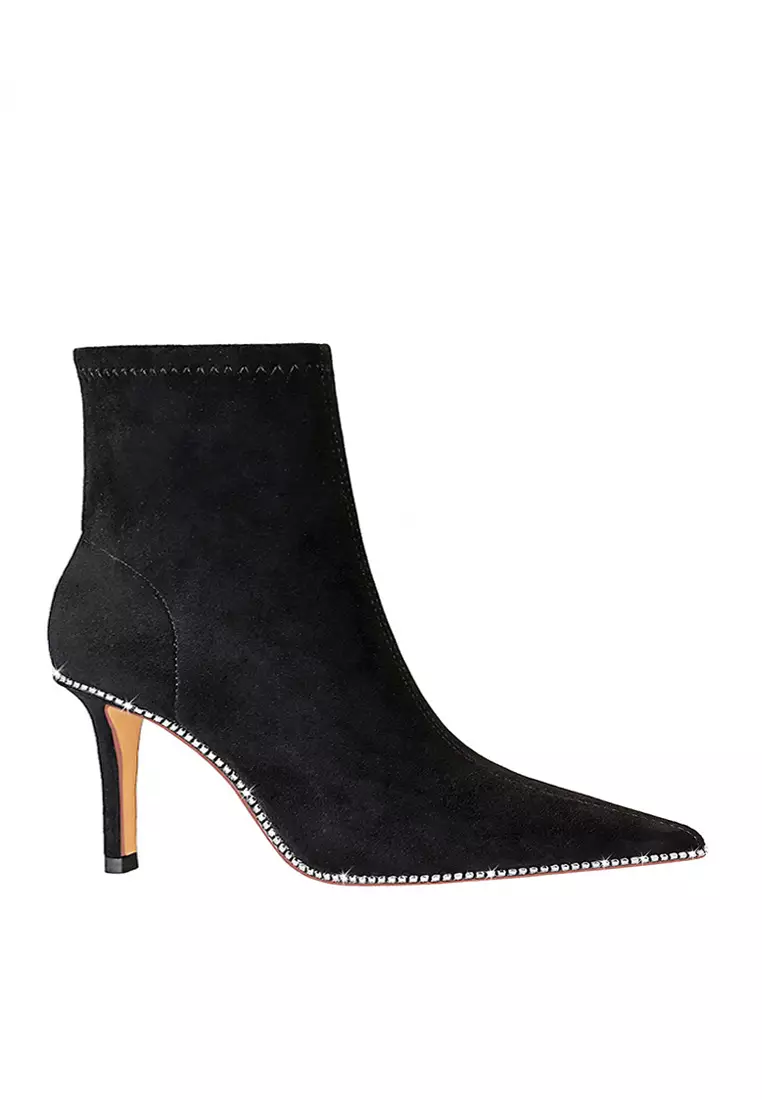 Discount on Twenty Eight Shoes  shoes - SKU: VANSA Pointed Toe Synthetic Suede Chain Ankle Boots VSW-B18382