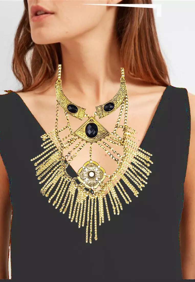 Ethnic Boho Necklace Kalung Wanita Gold