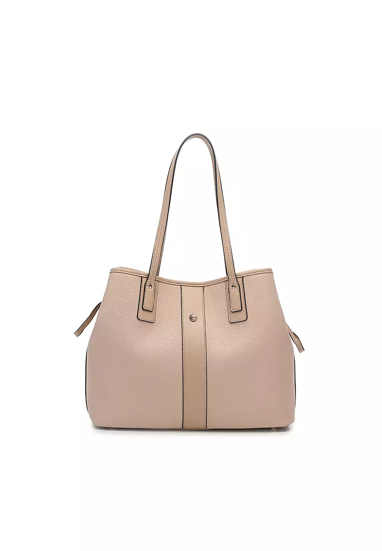 2-in-1 Tote Bag & Top Handle Bag - Beige