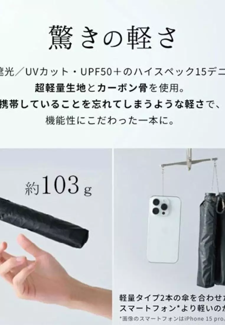 WPC Go Koh Premium Air Light UV Protection Upf 50+ Folding Umbrella 55cm 95G (Black)