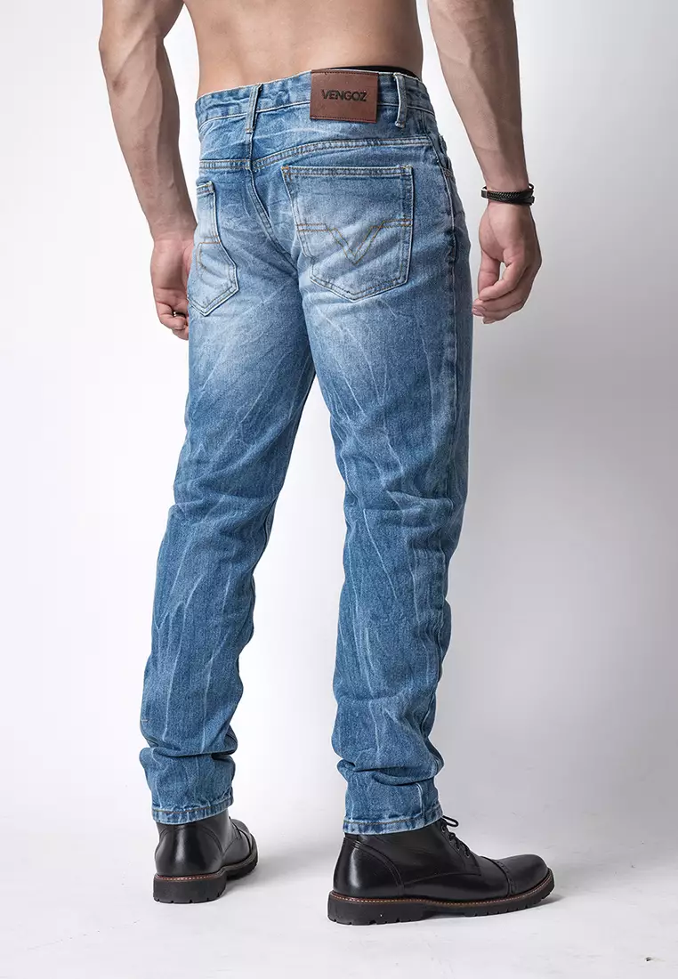 Tapered Fit Jeans Premium Blue Wash