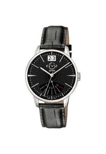 Gevril black GV2 Rovescio Men's 56201 Swiss Quartz Day Date Genuine Black Leather Watch FAFA8AC8B2F45CGS_1