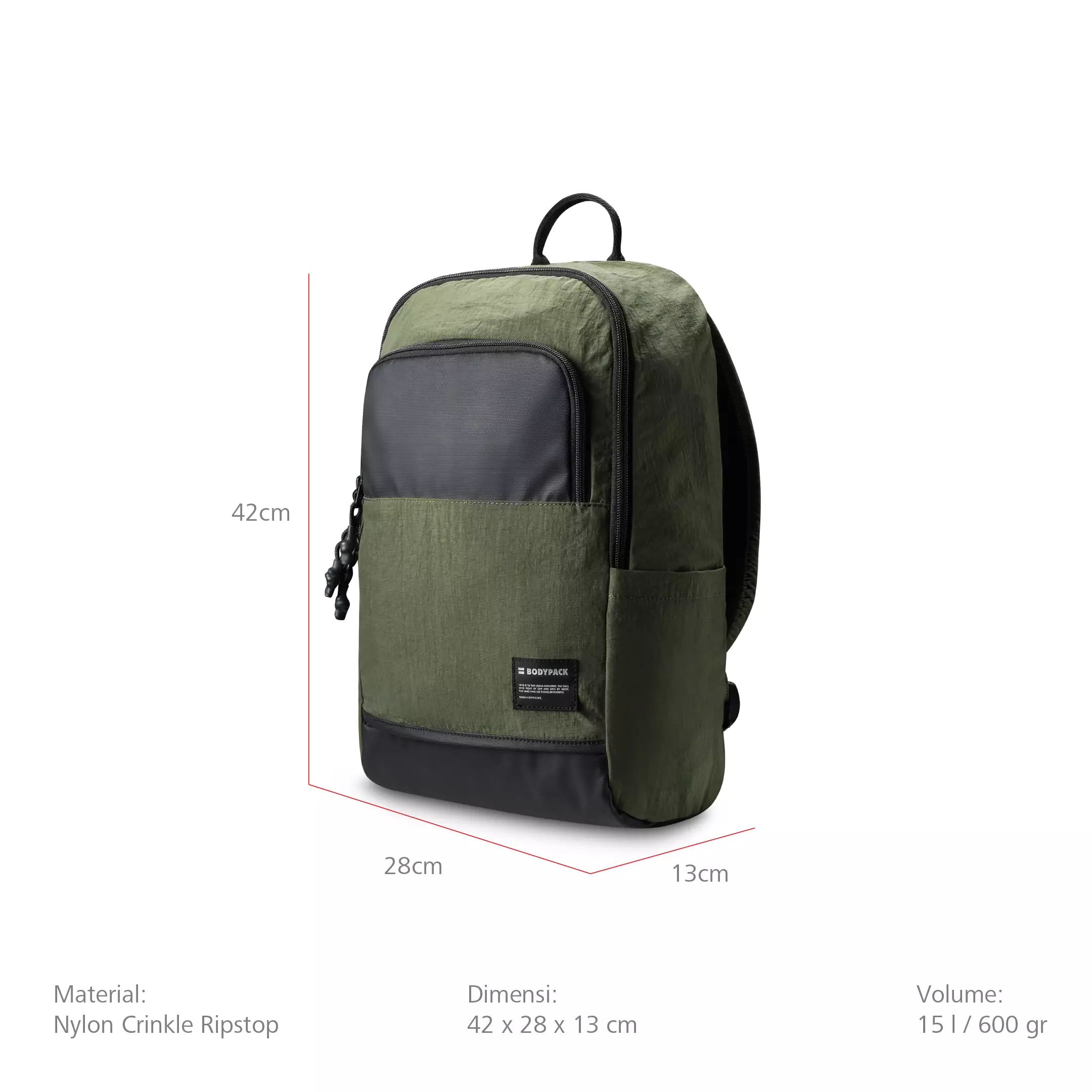 Convey 2.0 Laptop Backpack Tas Ransel Kerja Kuliah Sekolah Ringan Multifungsi 15 L - Olive