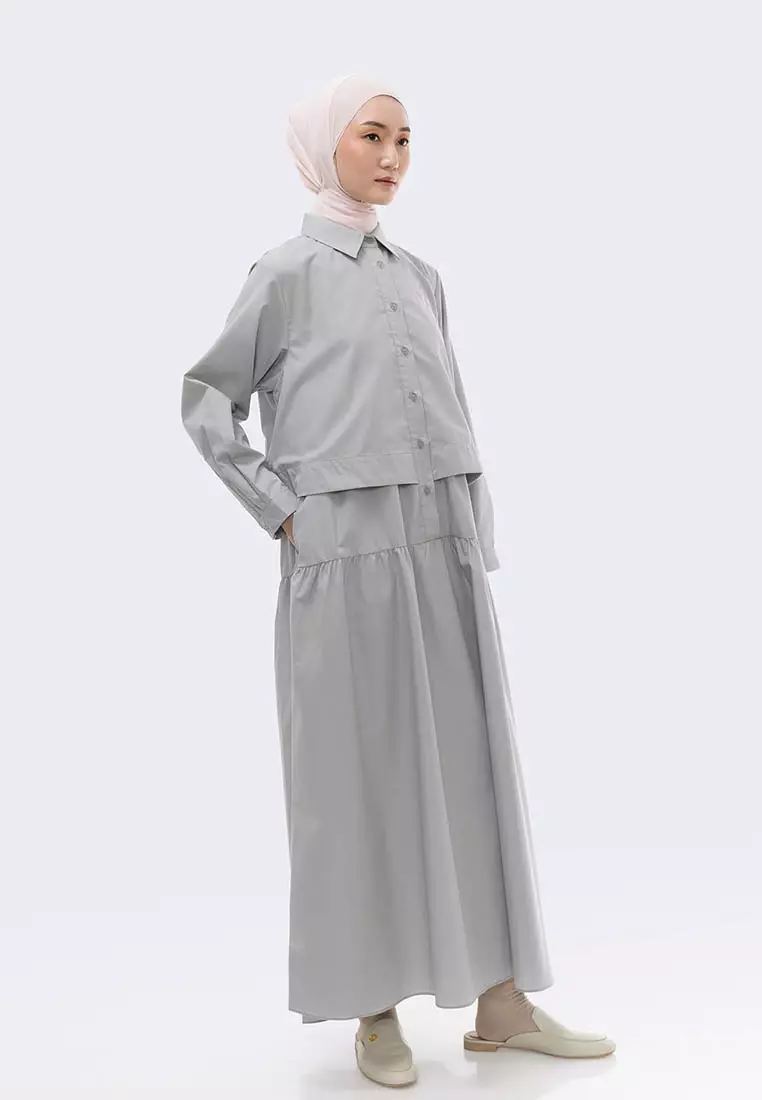 Ria Miranda Faded Blue Zaan Dress