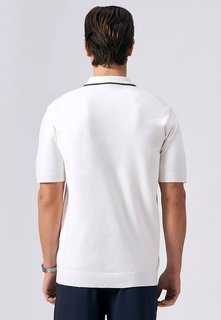 Polo with Textured Collar