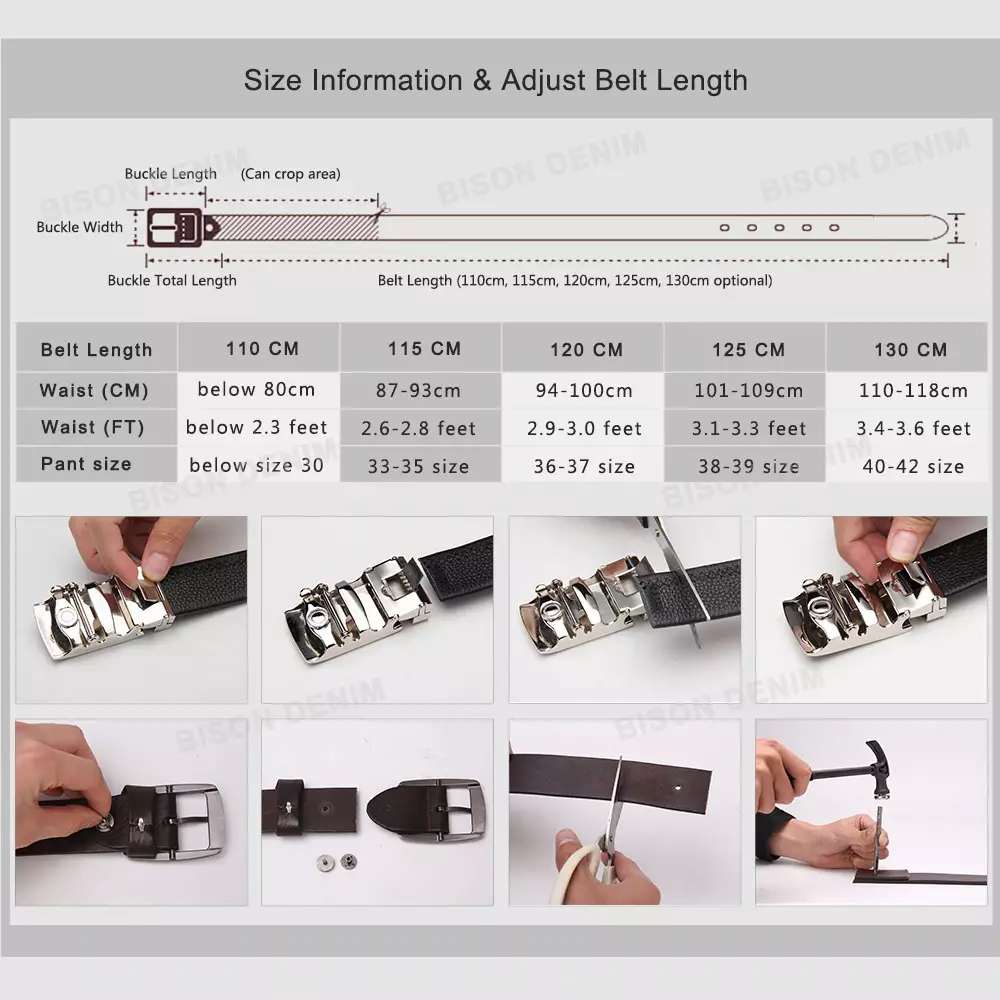 Bison Denim Gesper Ikat pinggang Pria Kulit Sapi Asli N71615 - Black