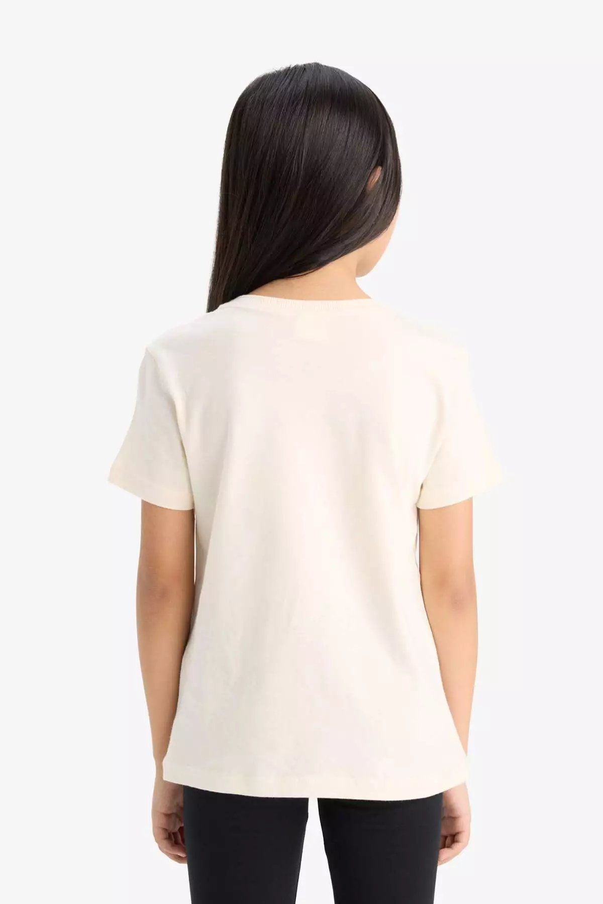 Girl's Crew Neck Anime Printed Short Sleeve T-Shirt E0350A825Sm