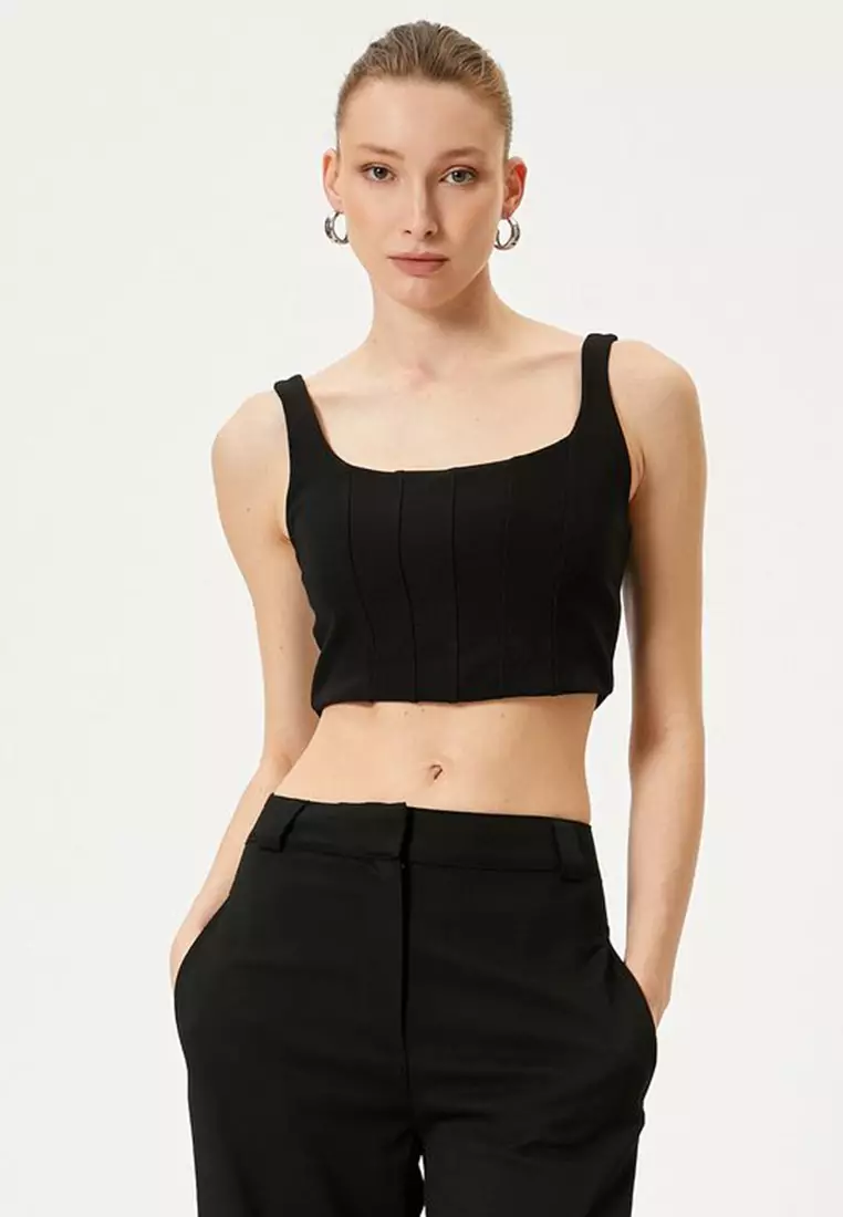 KOTON Square Collar Corset Look Top