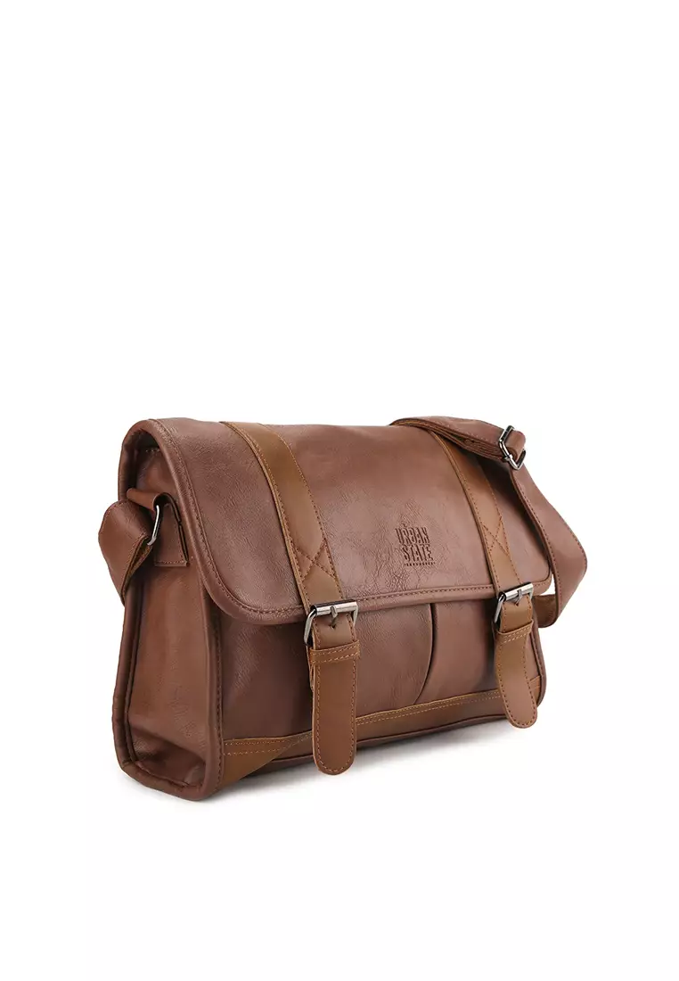 Distressed Leather Relay Messenger Bag
