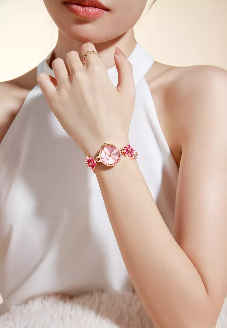Jam Tangan Wanita Original Anti Air Korea Fashion Tali Gelang Jam Tangan Cewek Kuarsa pink