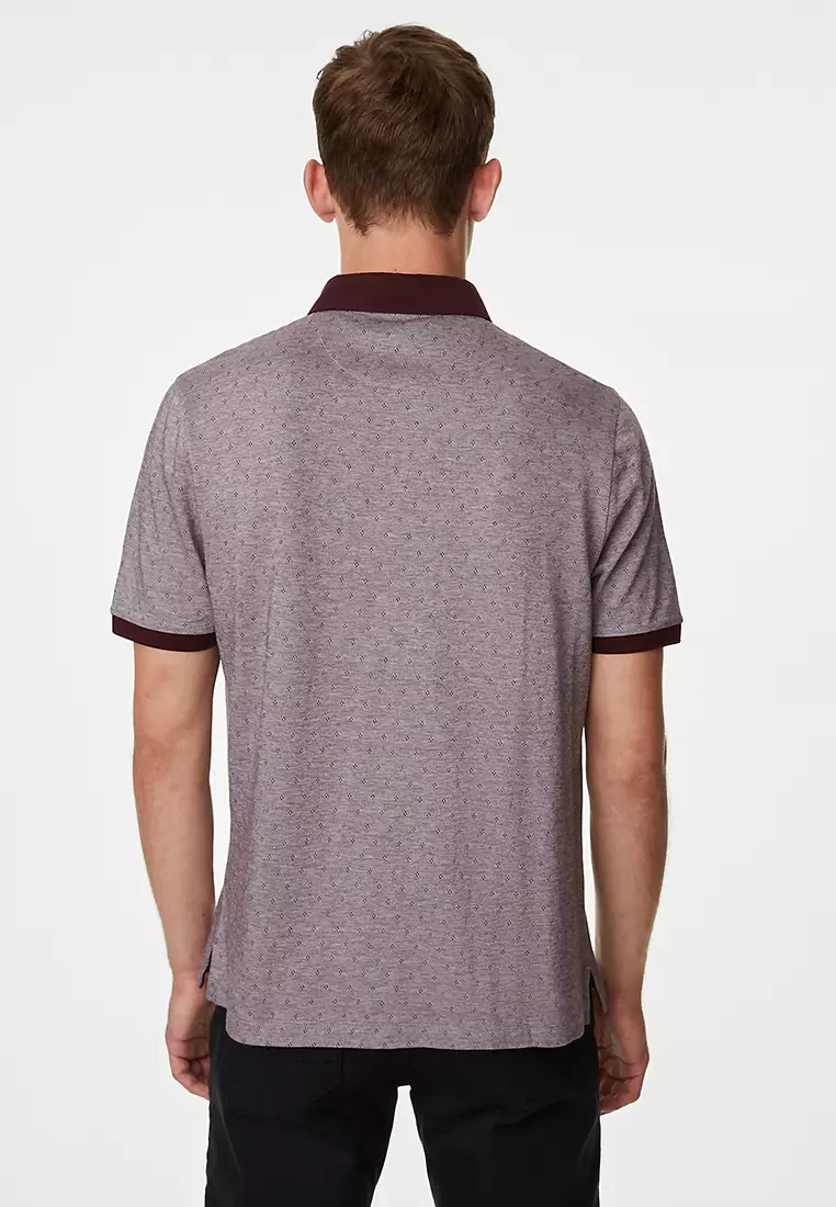 Pure Cotton Jacquard Polo Shirt