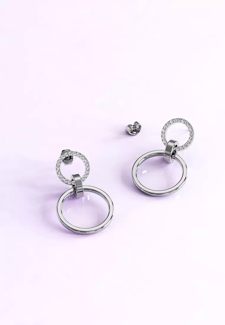 Orbit of Radiance Earrings Embellished with SWAROVSKI® Crystal in White Gold