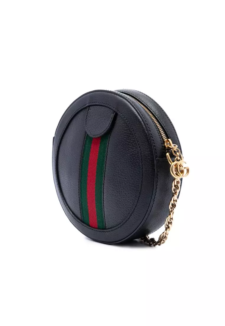 Pre-Loved Gucci Mini Calfskin Web Ophidia Round Crossbody
