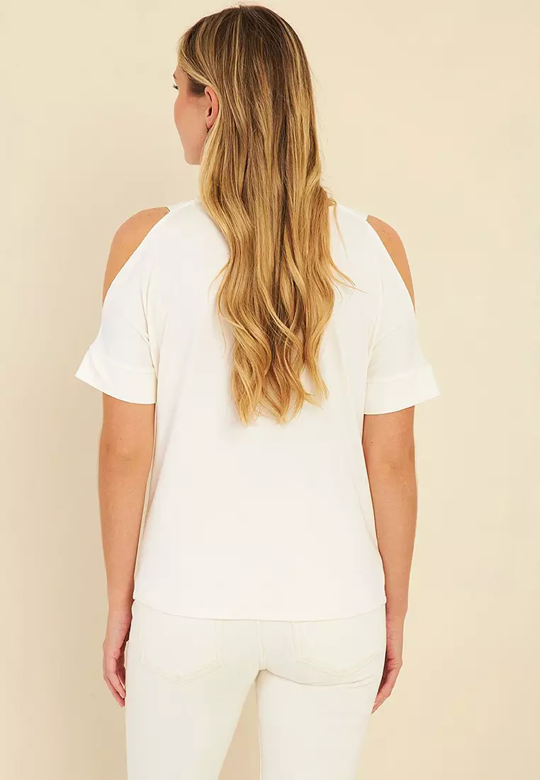V-Neck Cold Shoulder Blouse