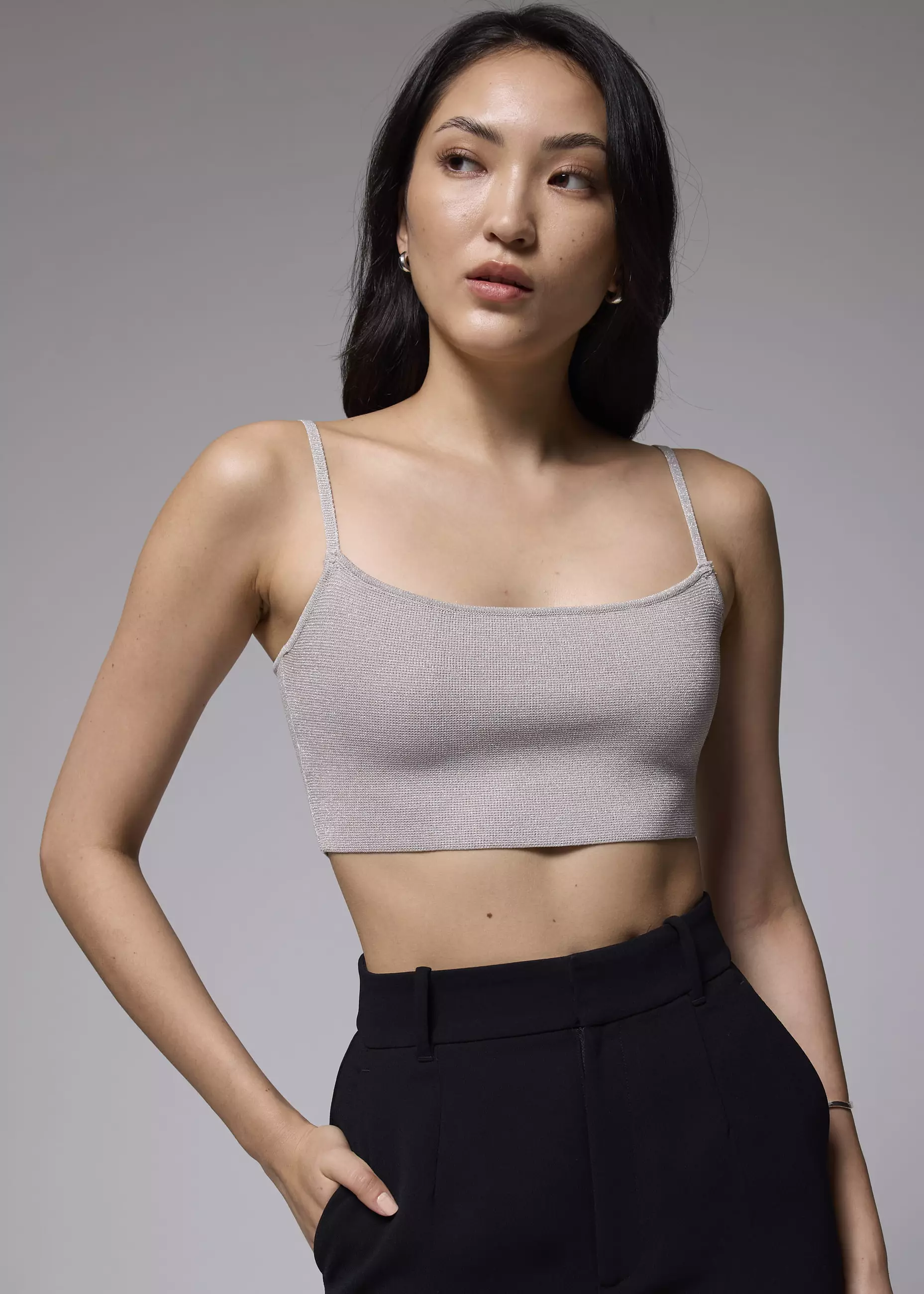 Atasan Wanita - Fitted Crop Knit Camisole Top